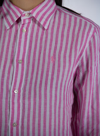 CAMICIA IN LINO, 015MAUIPINKWHITE, small