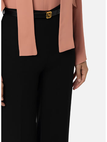 PANTALONE PALAZZO IN RASO CON CINTURA, 110 NERO, small