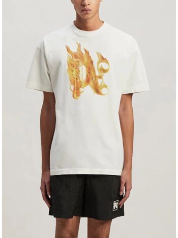 T-SHIRT BURNING MONOGRAM, 0376 OFF WHITE GOLD, small