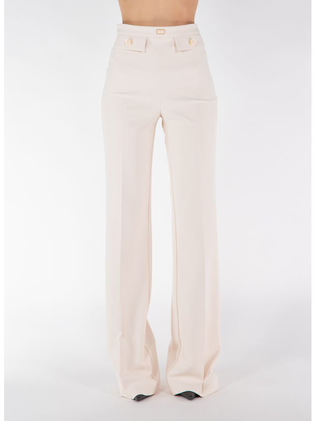 PANTALONE A PALAZZO IN CRÊPE STRETCH CON PATTE, 193, large