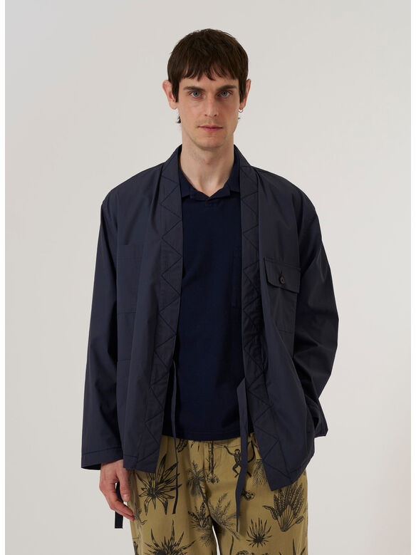 PEACHED POPLIN OSAKA WORK, NAVY, medium