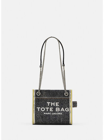 BORSA MINI THE DENIM CHAIN TOTE, 965 BLACK WASH, small