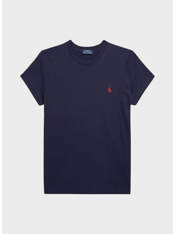 T-SHIRT GIROCOLLO IN JERSEY DI COTONE, CRUISE NAVY, medium