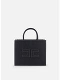 BORSA TOTE MEDIA CON IMPUNTURE A CONTRASTO, 110 NERO, thumb