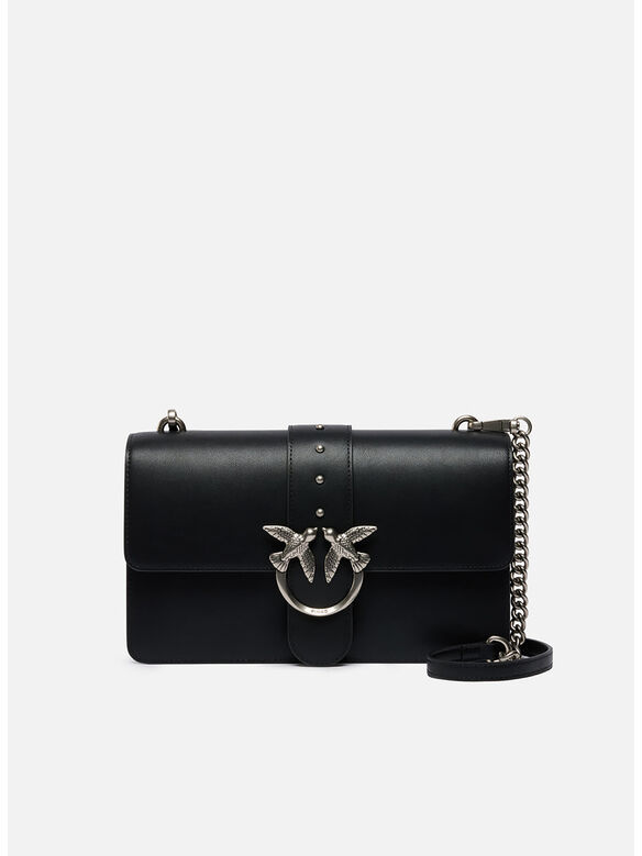 BORSA MEDIA LOVE BAG ONE IN PELLE, Z99O NERO-OLDSILVER, medium