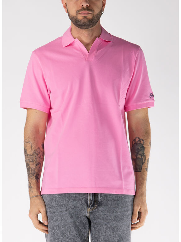 POLO CHARLES A MANICA CORTA CON COLLETTO APERTO, 00020H BUBBLE PINK, medium