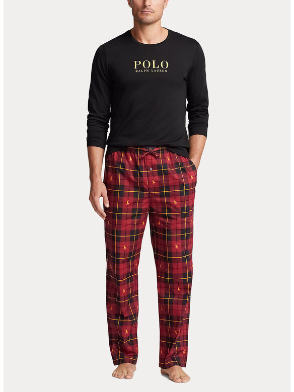 PIGIAMA L/S PJ SET-SLEEP-SET, BLACK/WALLACE PLAID, medium