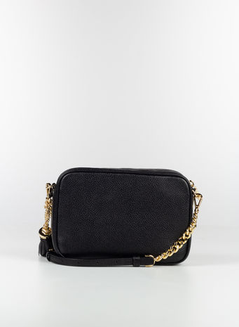 BORSA A TRACOLLA GINNY IN PELLE, BLACK, small