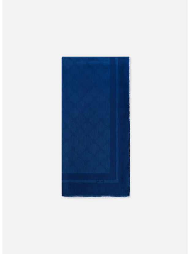 SCIARPA PASHMINA GRANDE CON ROMBI JACQUARD, DC8 OLTREMARE, large