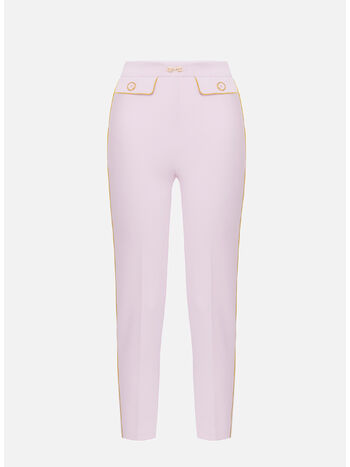 PANTALONE IN CRÊPE CON PIPING E MORSETTO GIOIELLO, DK3 QUARZO/CURRY, small