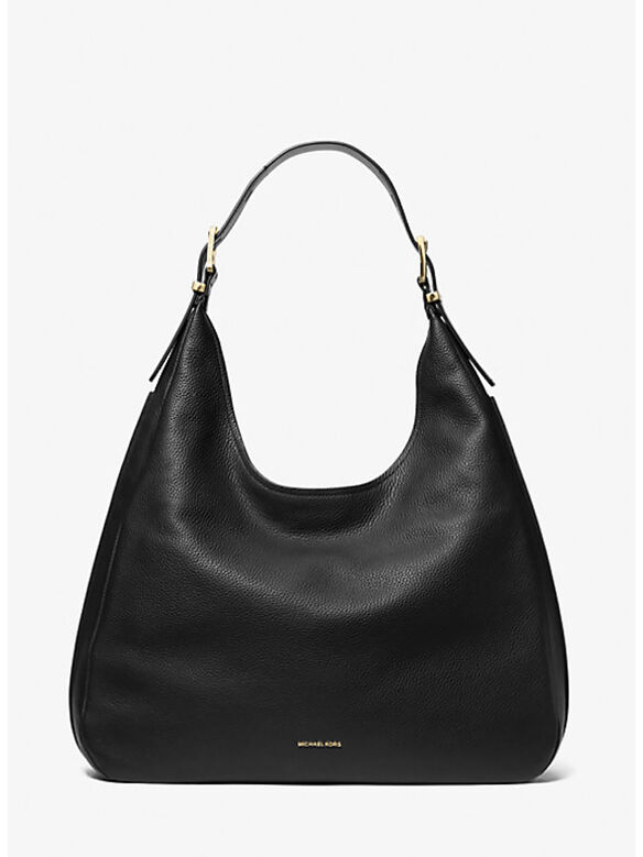 BORSA A SPALLA HOBO NOLITA GRANDE IN PELLE MARTELLATA, 001 BLACK, medium