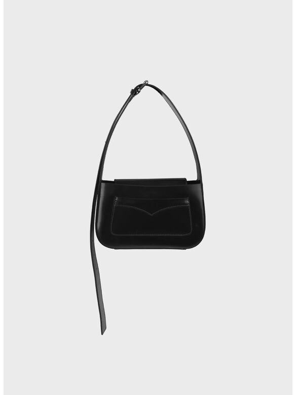BORSA BUCKLE, NERO OPACO, medium