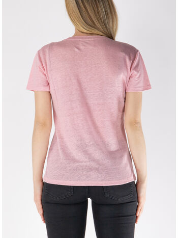 T-SHIRT ELOISE CON SCOLLO A V IN JERSEY DI LINO, 05967H 21H EMB, small
