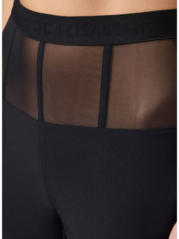 PANTALONE IN CRÊPE CON BASCHINA IN TULLE, 110 NERO, small