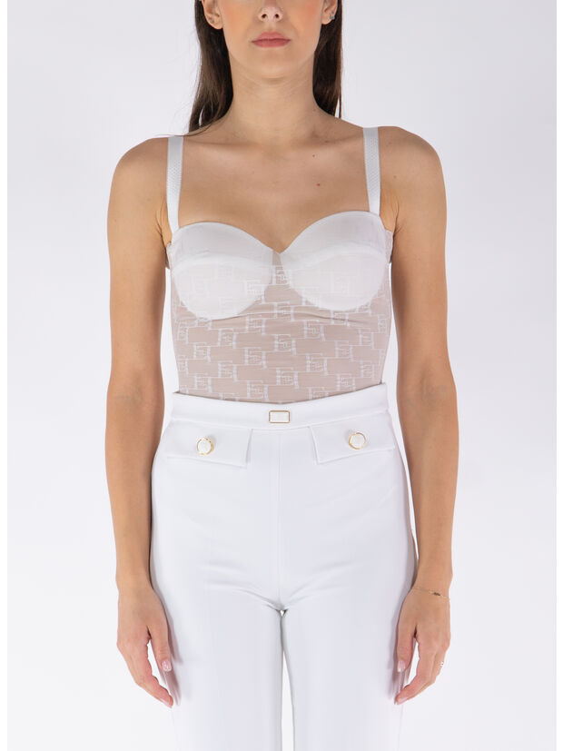 TOP BUSTIER IN TULLE CON LOGO, 360, large