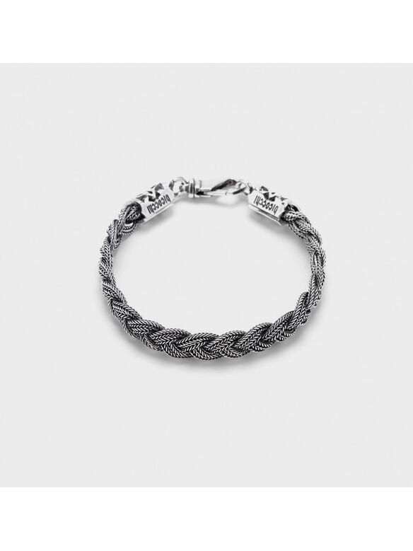 BRACCIALE 6-T FLAT BRAIDED BRACELET, SILVER, medium