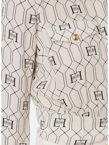 CAMICIA CROP IN VISCOSA CON STAMPA LOGO, E84 BURRO NERO, small