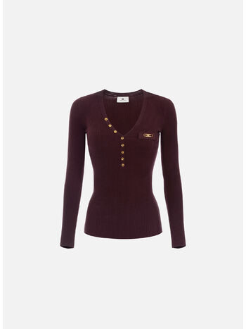 T-SHIRT A COSTINE CON TASCHINO, EA4 MERLOT, small