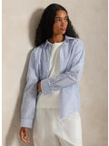 CAMICIA IN COTONE E LINO CLASSIC-FIT, DRESS SHIRT BLUE/WHITE, thumb