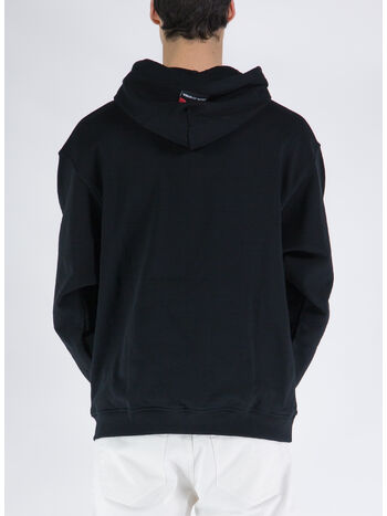 FELPA CON CAPPUCCIO WITH PUFFY VOS PRINT, BLACK, small