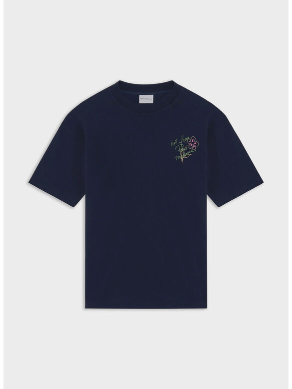 T-SHIRT SLOGAN ESQUISSE, NY NAVY, medium