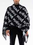 MANTELLA LOGO KNITTED CAPE, BLACK/WHITE, thumb