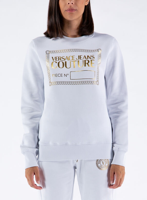VERSACE JEANS COUTURE FELPA GIROCOLLO Bianco Donna | Selecteur
