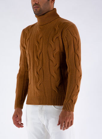 MAGLIONE TRECCIA DOLCEVITA, 050CAMMELLO, small