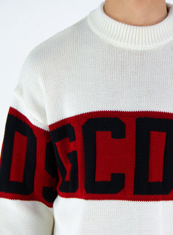 MAGLIONE LOGO SWEATER, 01WHITE, small
