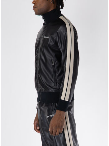 FELPA TRACK FULL ZIP LEATHER EFFECT, 1003 BLACK/OFF WHITE, small
