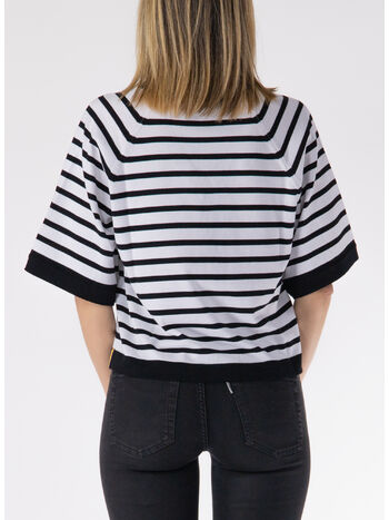 T-SHIRT MAROL STRIPES, B0I WHITE - BLACK PURE, small