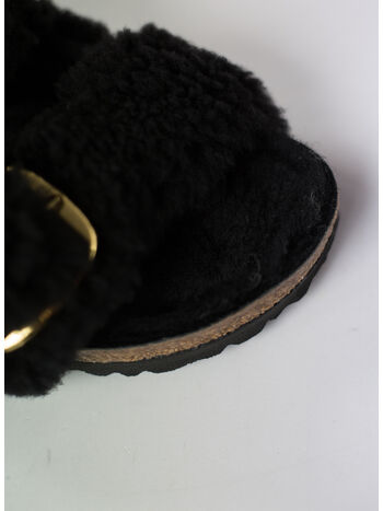 CIABATTA ARIZONA BIG BUCKLE SHEARLING, BLACK GOLD, small