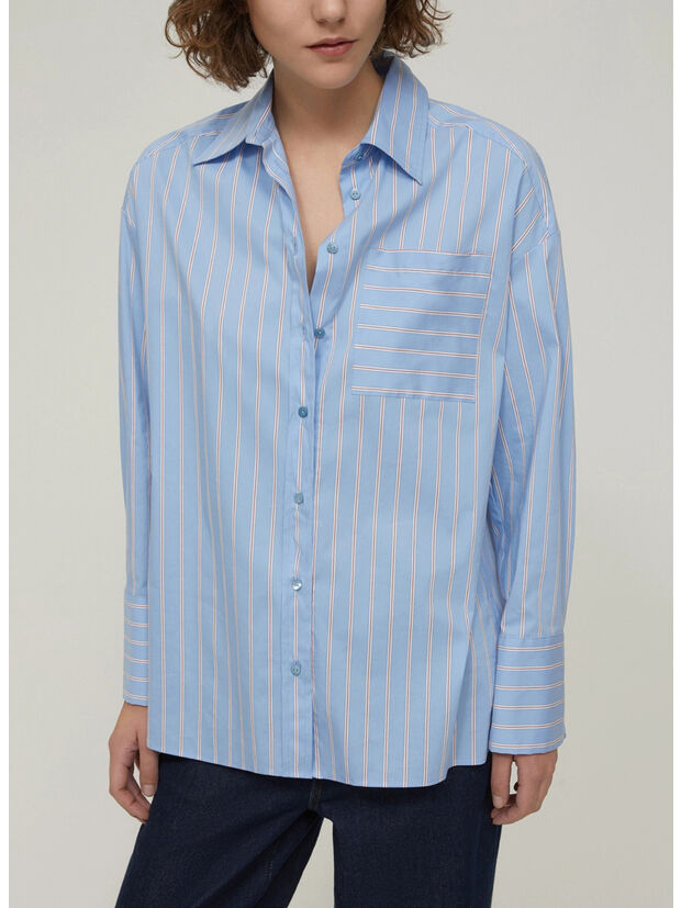 CAMICIA OVERSIZE IN POPELINE, , large
