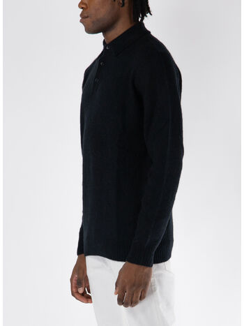 MAGLIONE CON COLLO A POLO, 990 NERO, small