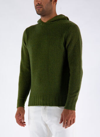 MAGLIONE CON CAPPUCCIO, 580VERDEMILITARE, small