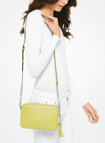 BORSA A TRACOLLA GINNY IN PELLE, 763LIMELIGHT, small