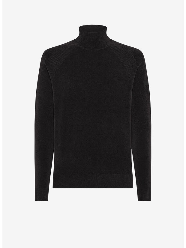 MAGLIONE A COLLO ALTO IN VELLUTO, 10 BLACK, large
