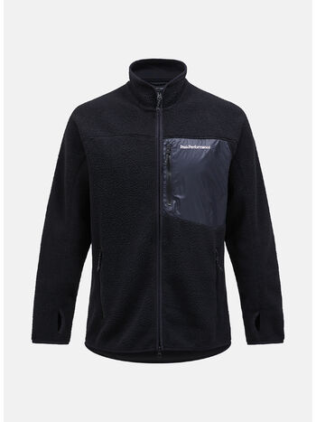 FELPA FULL ZIP IN PILE, BLACK, small