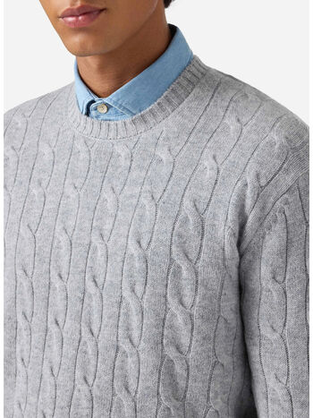 MAGLIONE REGENT BRAID WOOL, 00035I 15MLLIGHTMELANGE, small