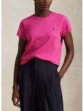 T-SHIRT GIROCOLLO A MANICHE CORTE CON LOGO RICAMATO, BRIGHT PINK, thumb