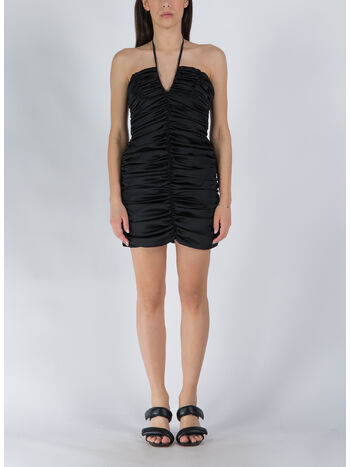 ABITO CORTO DRAPPEGGIO THE PAOLINA CON SPALLINE SOTTILI, BLACK, small