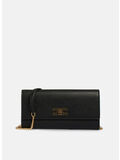BORSA BAGUETTE CON PLACCA LOGO, 110 NERO, thumb
