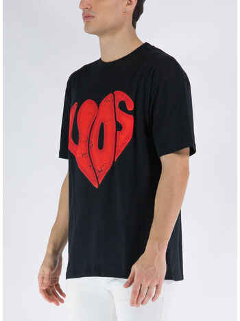T-SHIRT WITH PUFFY VOS PRINT, BLACK, small