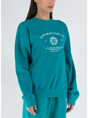 FELPA CREST GIROCOLLO, TEAL TEAL / WHITE, small