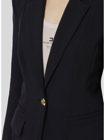 COMPLETO TAILLEUR CON GIACCA SFIANCATA E PANTALONE DRITTO, 110 NERO, small