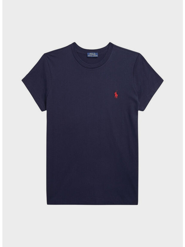 T-SHIRT GIROCOLLO IN JERSEY DI COTONE, CRUISE NAVY, large