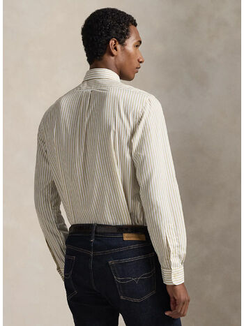 CAMICIA IN POPELINE A RIGHE, 3249G WHITE COASTAL BEIGE, small