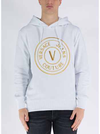FELPA CON LOGO RICAMATO, G03 WHITE/GOLD, small