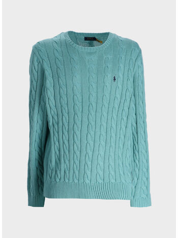 MAGLIONE GIROCOLLO TRECCIATO, DEEP SEAFOAM, small