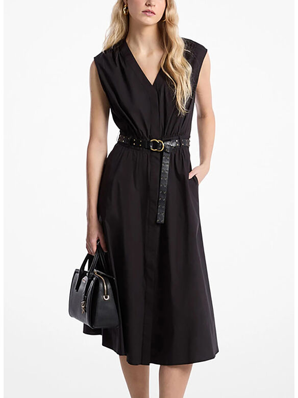 ABITO LONGUETTE CON CINTURA, 001 BLACK, medium